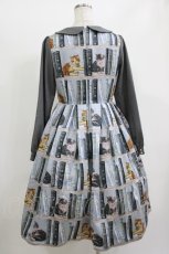 画像3: Emily Temple cute / 子猫と本棚ワンピース M グレー H-26-06-22-022-ET-OP-AK-ZH (3)