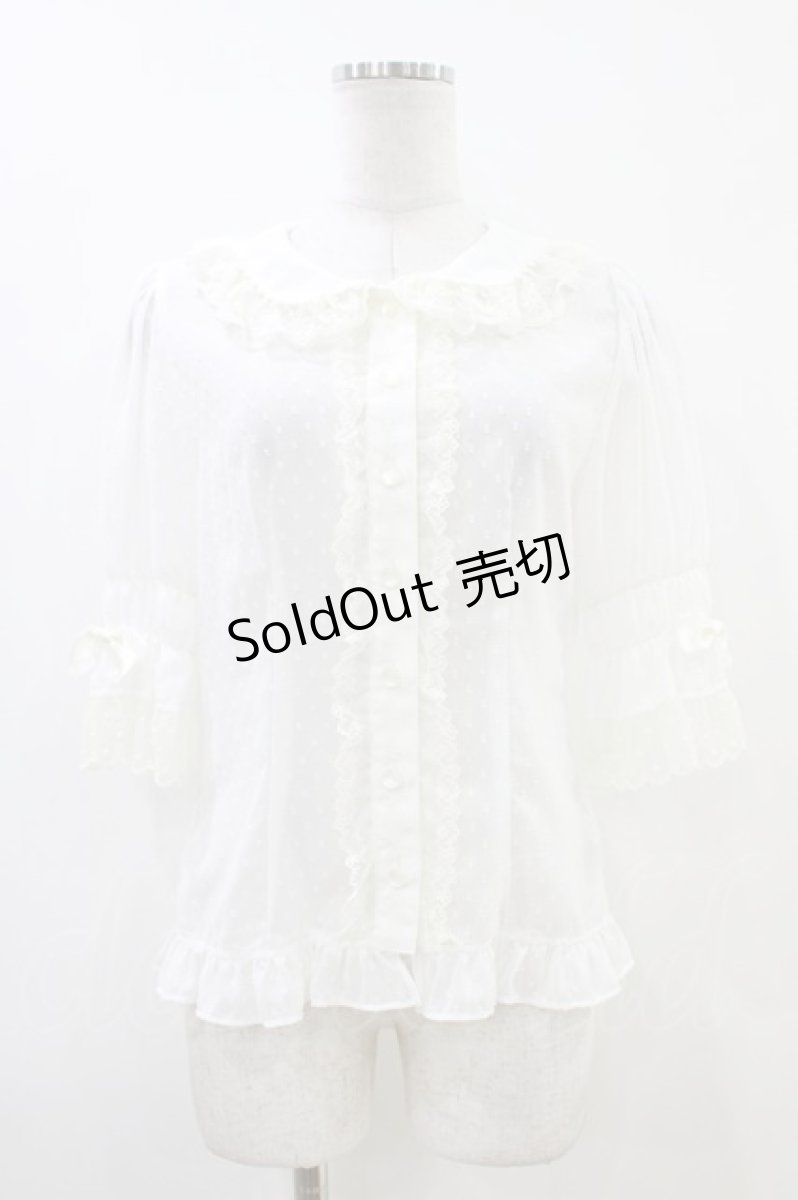 画像1: BABY,THE STARS SHINE BRIGHT / ドットシフォン半袖ブラウス Free 白 H-26-06-23-1055-BA-BL-NS-ZH (1)