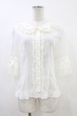 画像1: BABY,THE STARS SHINE BRIGHT / ドットシフォン半袖ブラウス Free 白 H-26-06-23-1055-BA-BL-NS-ZH (1)