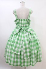 画像2: metamorphose / 【プラスサイズ】フリルリボンジャンパースカート&ヘッドドレスセット(ギンガムチェック) プラスサイズ グリーン H-26-06-23-1030-ME-OP-NS-ZH (2)