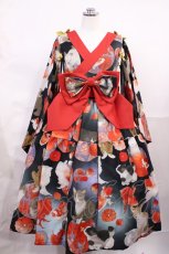 画像1: Royal Princess Alice / ねこ助コラボ/涼風金魚猫ドレス+振袖 Free ブラック H-26-06-24-001-LO-OP-NS-ZH (1)