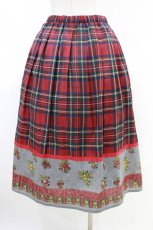 画像2: Jane Marple Dans Le Salon / Flowers of Jouy scarf Tartan check タックスカート M グレー×レッド H-26-06-24-1042-JM-SK-AK-ZH (2)