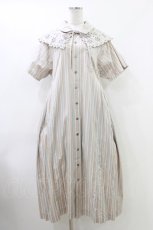 画像1: Jane Marple / フレンチストライプレースクロスカラードレス M グレー H-26-06-24-1023-JM-OP-AK-ZH (1)