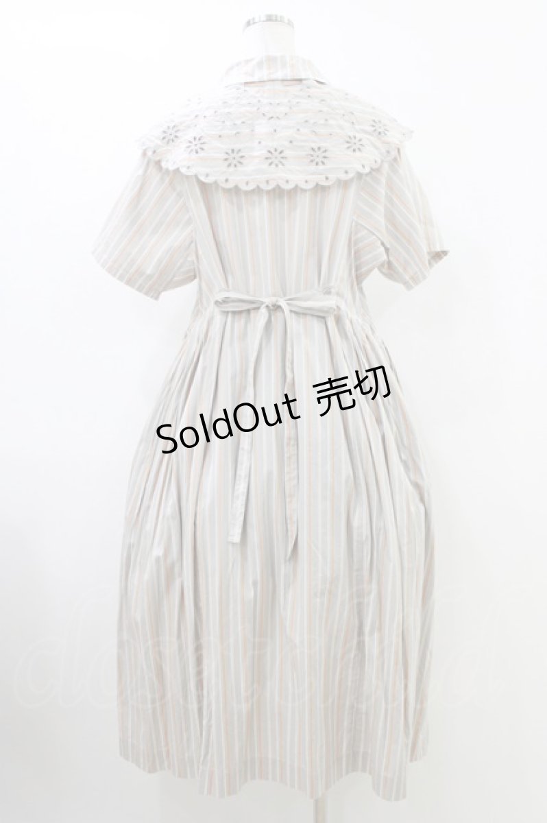 画像2: Jane Marple / フレンチストライプレースクロスカラードレス M グレー H-26-06-24-1023-JM-OP-AK-ZH (2)