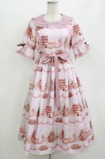 画像1: axes femme kawaii / お菓子の家柄ワンピース M ピンク H-26-06-25-033-AX-BL-NS-ZH (1)