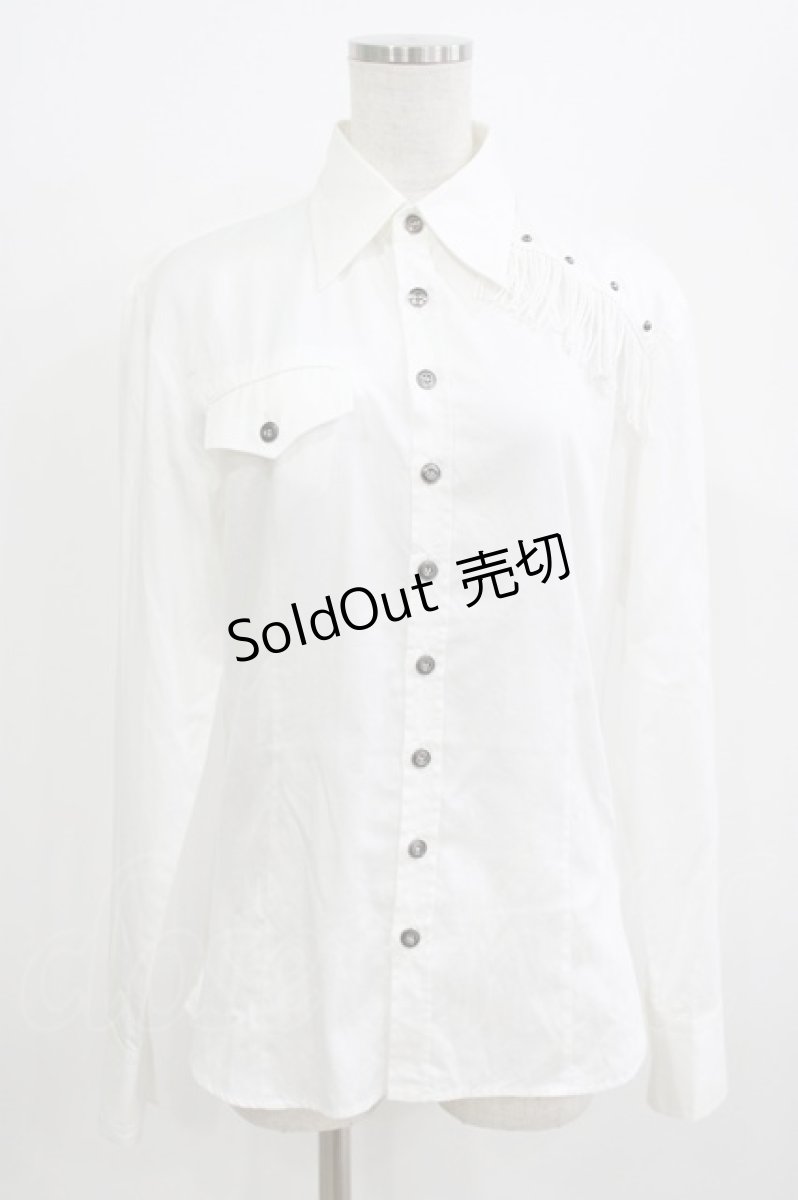 画像1: BPN FOR MEN / フリンジシャツ M 白 H-26-06-25-1011-GO-BL-AK-ZH (1)