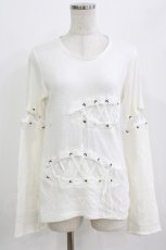 画像1: PEACE NOW / アームカバー付き編み上げカットソー M 白 H-26-06-25-1030-PU-TO-AK-ZH (1)