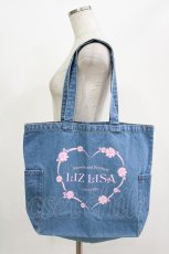 画像1: LIZ LISA / ロゴプリントデニムトートバッグ  ブルー/ピンク H-26-06-25-061-LO-BG-NS-ZH (1)