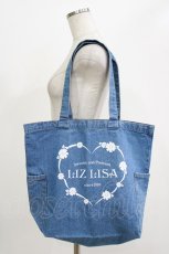 画像1: LIZ LISA / ロゴプリントデニムトートバッグ  ブルー/白 H-26-06-25-062-LO-BG-NS-ZH (1)