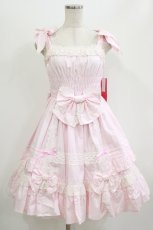 画像1: Angelic Pretty / リボンシャーリングジャンパースカート Free ピンク H-26-06-25-018-AP-OP-NS-ZH (1)