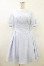 画像1: mille fille closet by LODISPOTTO / ビジューボタンスカラップワンピース M サックス H-26-06-26-1027-LO-OP-NS-ZH (1)