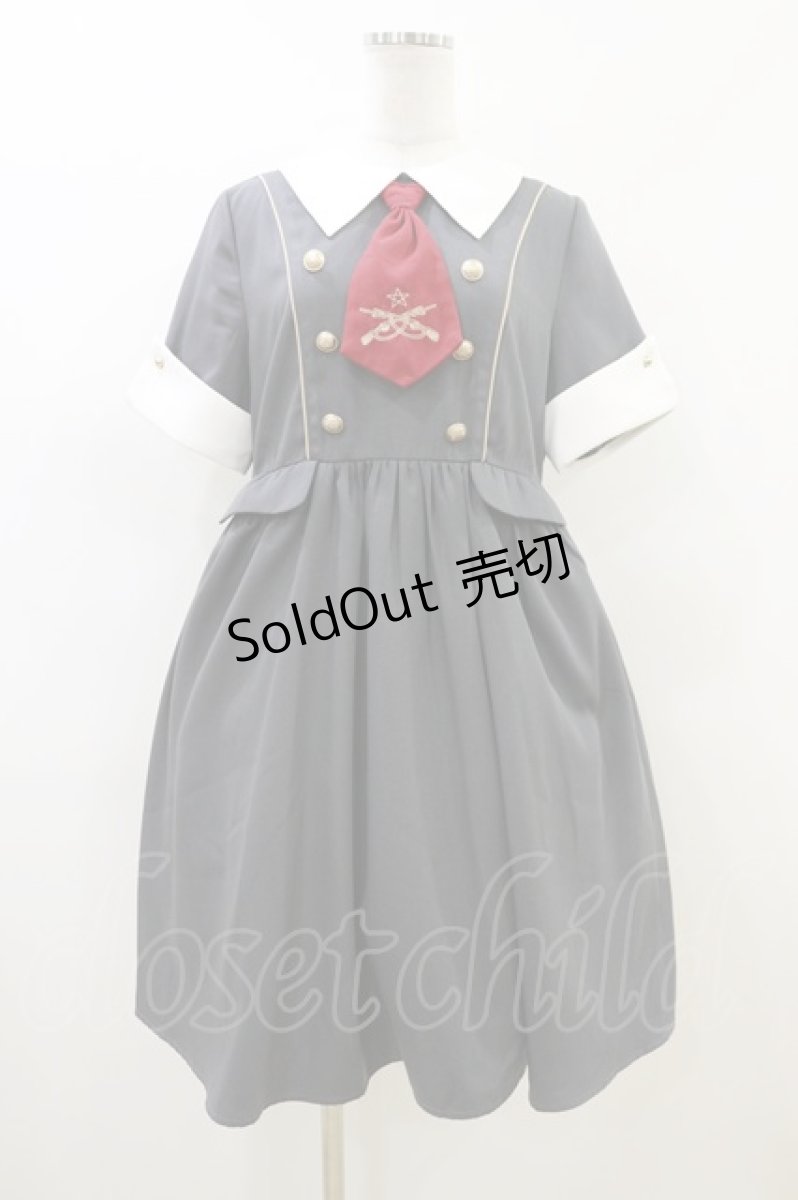 画像1: To Alice / ネクタイ付きセーラーワンピース M グレー H-26-06-26-1033-LO-OP-NS-ZH (1)