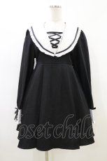 画像1: DearMyLove / レースアップセーラーワンピース LL ブラック H-26-06-26-1034-EL-OP-NS-ZH (1)