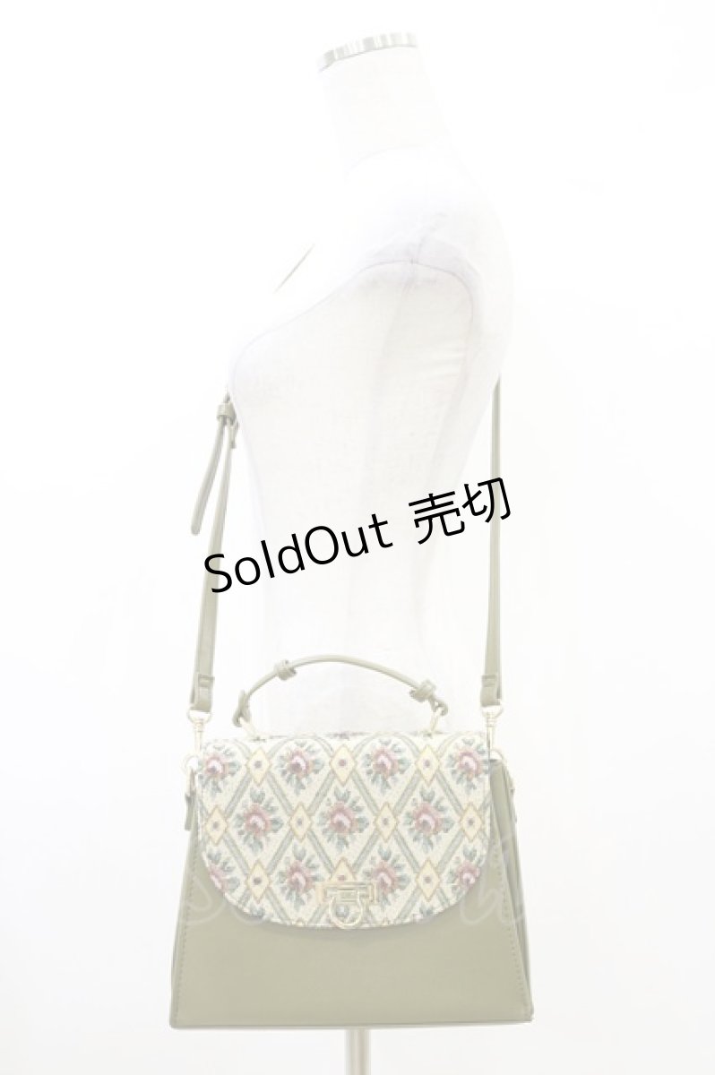 画像1: an another angelus / ゴブランフラップハンドバッグ 高さ20.5cm/幅(下部)26cm/マチ8.5cm KHAKI H-26-06-26-1006-CA-BG-NS-ZH (1)