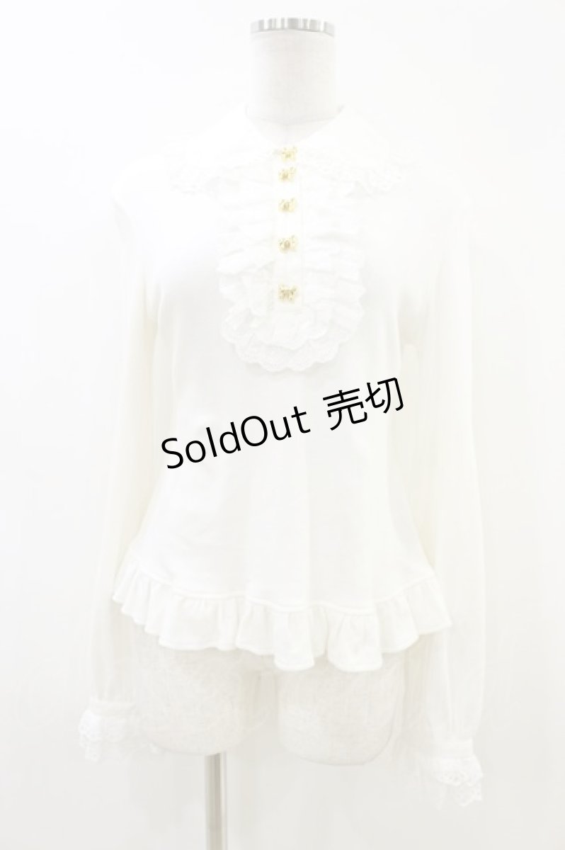 画像1: Angelic Pretty / リボンちゃんボタンカットソー Free オフ H-26-06-26-1049-AP-TO-NS-ZH (1)