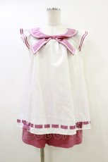 画像1: Secret Honey / マイフレシェリーメイ風セーラーリボンマリンセットアップ Free オフ/ピンク H-26-06-26-1009-CA-OP-NS-ZH (1)