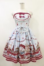 画像1: ALICE and the PIRATES / アリスのワンダーカーチェイス柄ジャンパースカートI Free サックス H-26-06-26-1023-PA-OP-NS-ZH (1)