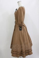 画像2: Innocent World / 英国調ストライプワンピース M ココア×ショコラ/Cocoa×Chocolat H-26-06-26-017-IW-OP-NS-ZH (2)