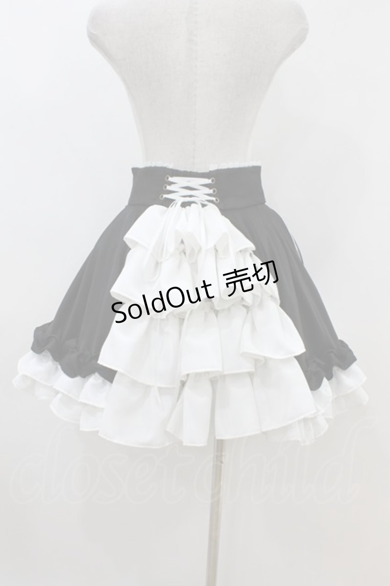 画像2: ATELIER PIERROT / Adenophora Lace-Up Skirt  黒×白 H-26-06-28-032-EL-SK-AK-ZH (2)