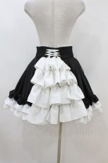 画像2: ATELIER PIERROT / Adenophora Lace-Up Skirt  黒×白 H-26-06-28-032-EL-SK-AK-ZH (2)