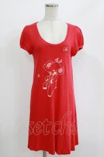 画像1: Cherir la femme / オリプリワンピース M レッド/ゾウ柄 H-26-06-28-1028-LO-OP-NS-ZH (1)