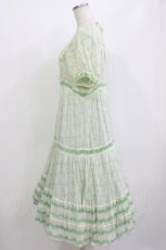 画像2: Cherir la femme / ドットワンピース M 白/グリーン H-26-06-28-1003-LO-OP-NS-ZH (2)