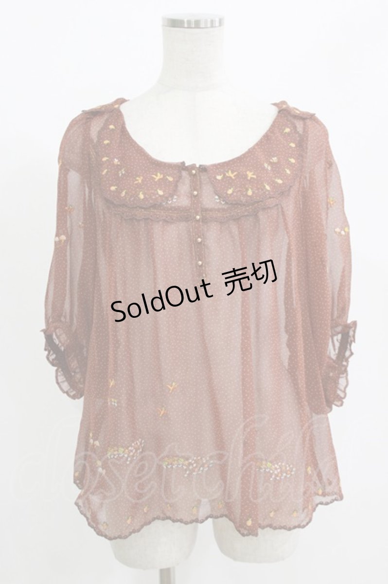 画像1: Cherir la femme / シフォンブラウス M ブラウン H-26-06-28-1049-LO-BL-NS-ZH (1)