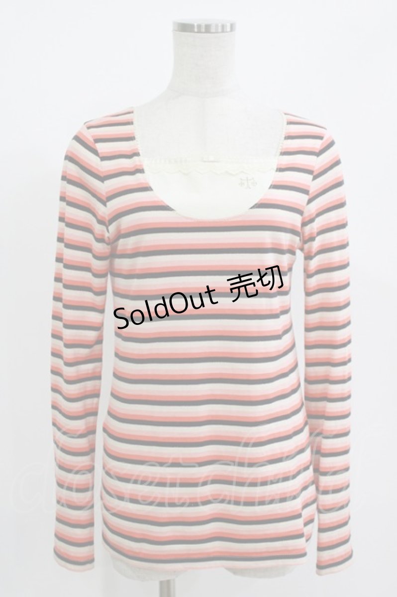 画像1: Cherir la femme / ボーダートップス M オレンジ/ブラック H-26-06-28-1052-LO-TS-NS-ZH (1)
