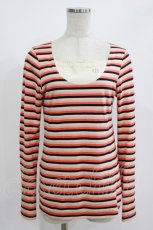画像1: Cherir la femme / ボーダートップス M オレンジ/ブラック H-26-06-28-1052-LO-TS-NS-ZH (1)