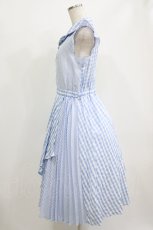 画像2: axes femme / ギンガムチェックノースリーブ開衿ワンピース M サックス H-26-06-28-1001-AX-OP-NS-ZH (2)