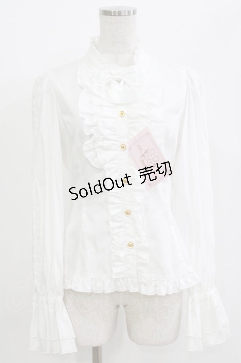 画像1: metamorphose / スタンドカラーピンタックフリルブラウス サイズ1 白 H-26-06-28-1062-ME-BL-NS-ZH (1)