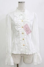 画像1: metamorphose / スタンドカラーピンタックフリルブラウス サイズ1 白 H-26-06-28-1062-ME-BL-NS-ZH (1)