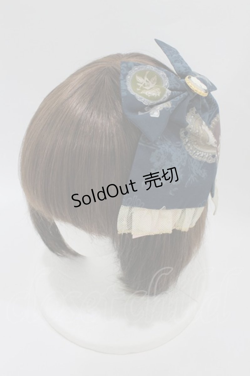 画像1: metamorphose / Vintage cameoリボンバレッタ  アンティークブルー H-26-06-28-006-ME-ZA-AK-ZH (1)