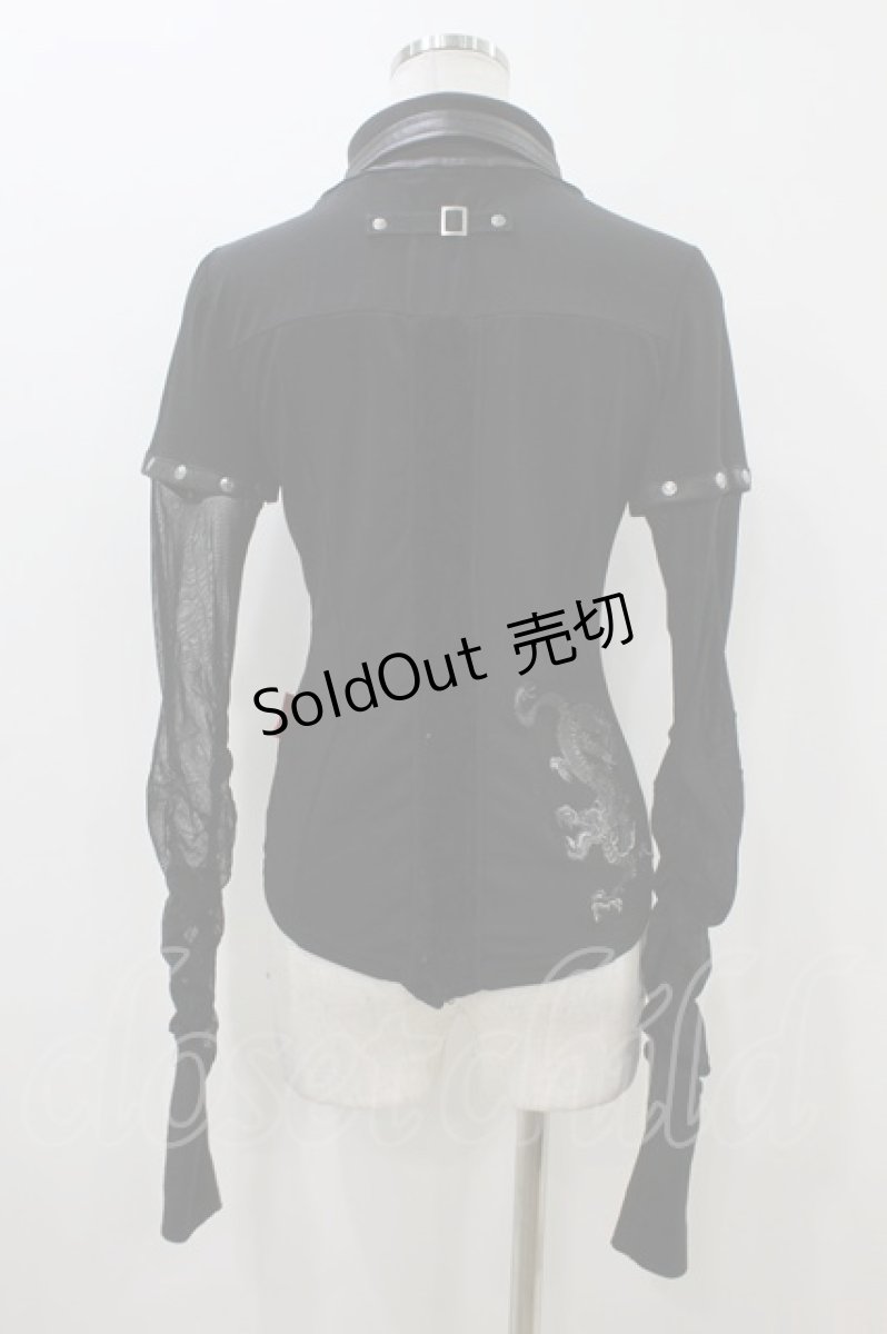 画像2: Ozz Croce / 異素材レースアップトップス  黒 H-26-06-28-055-OO-TO-AK-ZH (2)