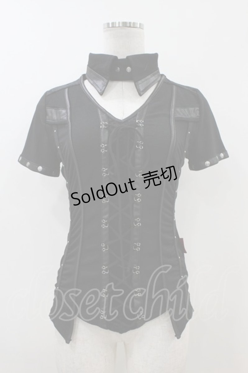 画像3: Ozz Croce / 異素材レースアップトップス  黒 H-26-06-28-055-OO-TO-AK-ZH (3)