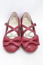 画像1: axes femme kawaii / クロスベルトリボンパンプス S(22.5cm) ワイン H-26-06-28-2002-AX-SH-YZ-ZH (1)