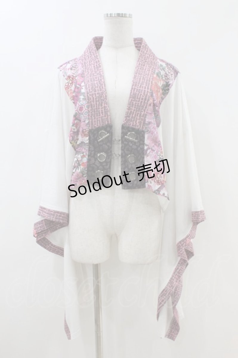 画像1: Qutie Frash / 5分丈着物ボレロ  ピンク H-26-06-28-024-QU-TO-AK-ZH (1)