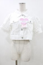 画像1: Lulu Amour / しぃぺろ/半袖ブルゾン M 白 H-26-06-29-2036-0-JA-NS-ZH (1)
