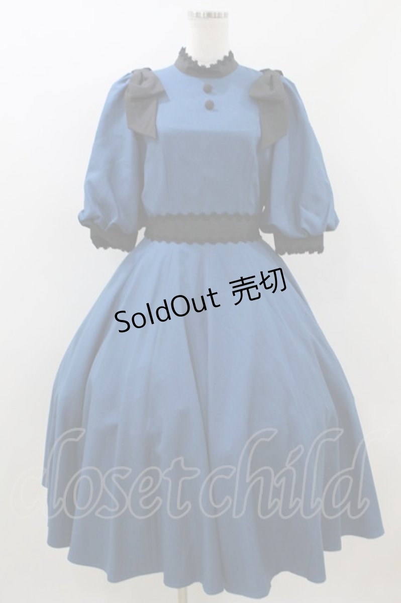 画像1: Innocent World / Classy Ribbonワンピース L ブルー×クロ H-26-06-29-2013-IW-OP-NS-ZH (1)