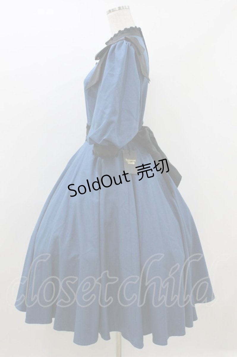 画像2: Innocent World / Classy Ribbonワンピース L ブルー×クロ H-26-06-29-2013-IW-OP-NS-ZH (2)