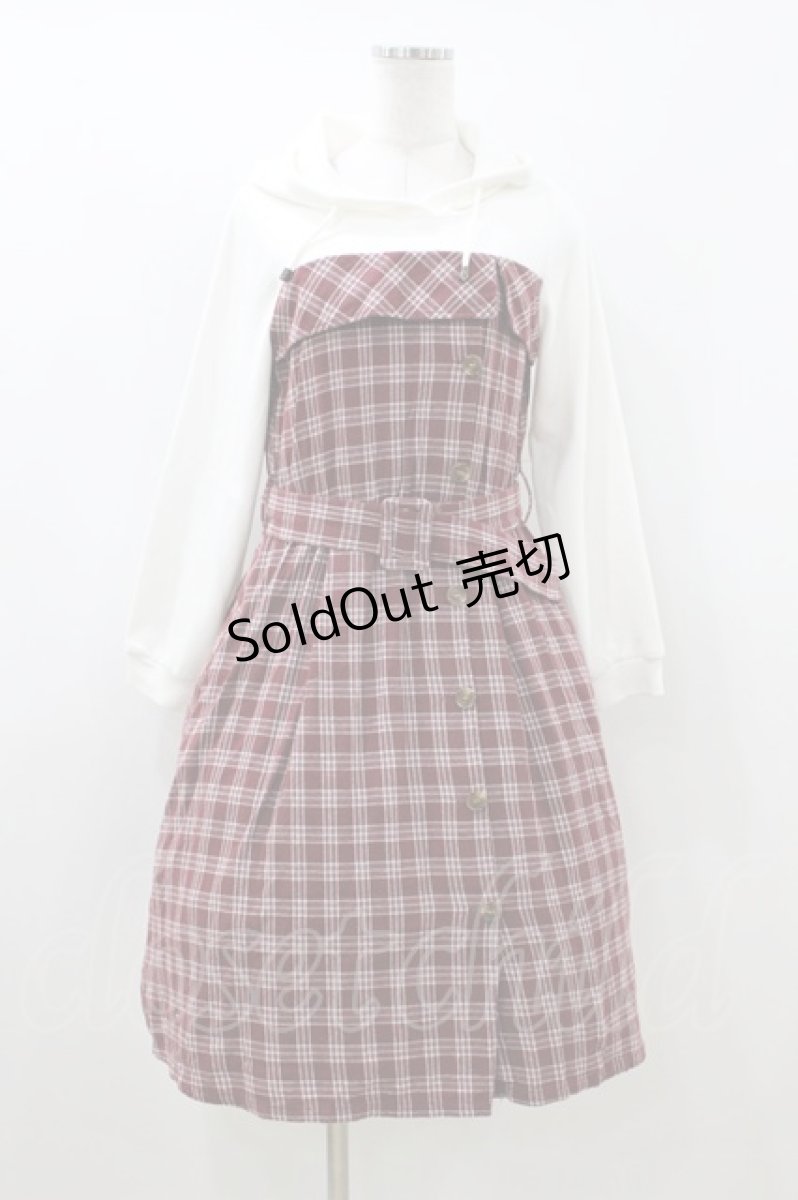 画像1: axes femme / フード付ドッキングワンピース M オフ/ワイン H-26-06-29-2023-AX-OP-NS-ZH (1)