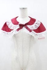 画像1: metamorphose / 無地ラッセルレースつき丸襟ケープ Free えんじ H-26-06-29-2030-ME-TO-NS-ZH (1)