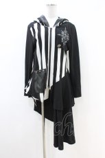 画像1: SEX POT ReVeNGe / アシメストライプパーカー M 黒×白 H-26-06-30-1034-SP-TO-AK-ZH (1)