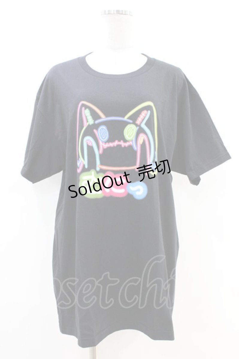 画像1: NieR Clothing / プリントCOTTON CUTSEW XL ブラック/ネオンNierちゃん H-26-06-30-1041-PU-TO-KB-ZH (1)