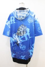 画像2: NieR Clothing / 総柄ZIP半袖パーカー F 青 H-26-06-30-1047-PU-TO-KB-ZH (2)