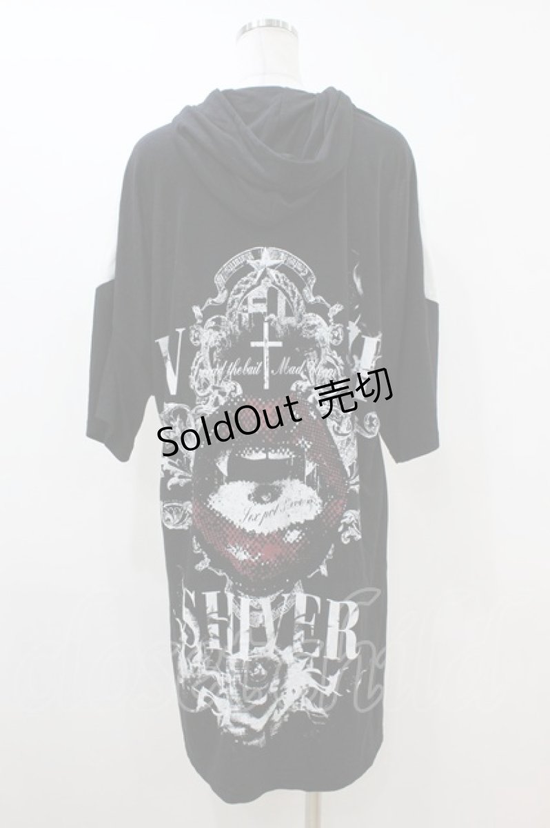 画像2: SEX POT ReVeNGe / プリント半袖ZIPパーカー M 白×黒 H-26-06-30-1051-SP-TO-AK-ZH (2)