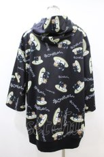 画像2: NieR Clothing / 総柄ZIP半袖パーカー  ブラック H-26-06-30-1053-PU-TO-KB-ZH (2)
