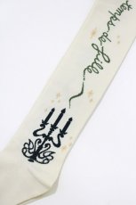画像2: metamorphose / dim light オーバーニー  生成り/グリーン H-26-06-30-001-ME-ZA-NS-ZH (2)