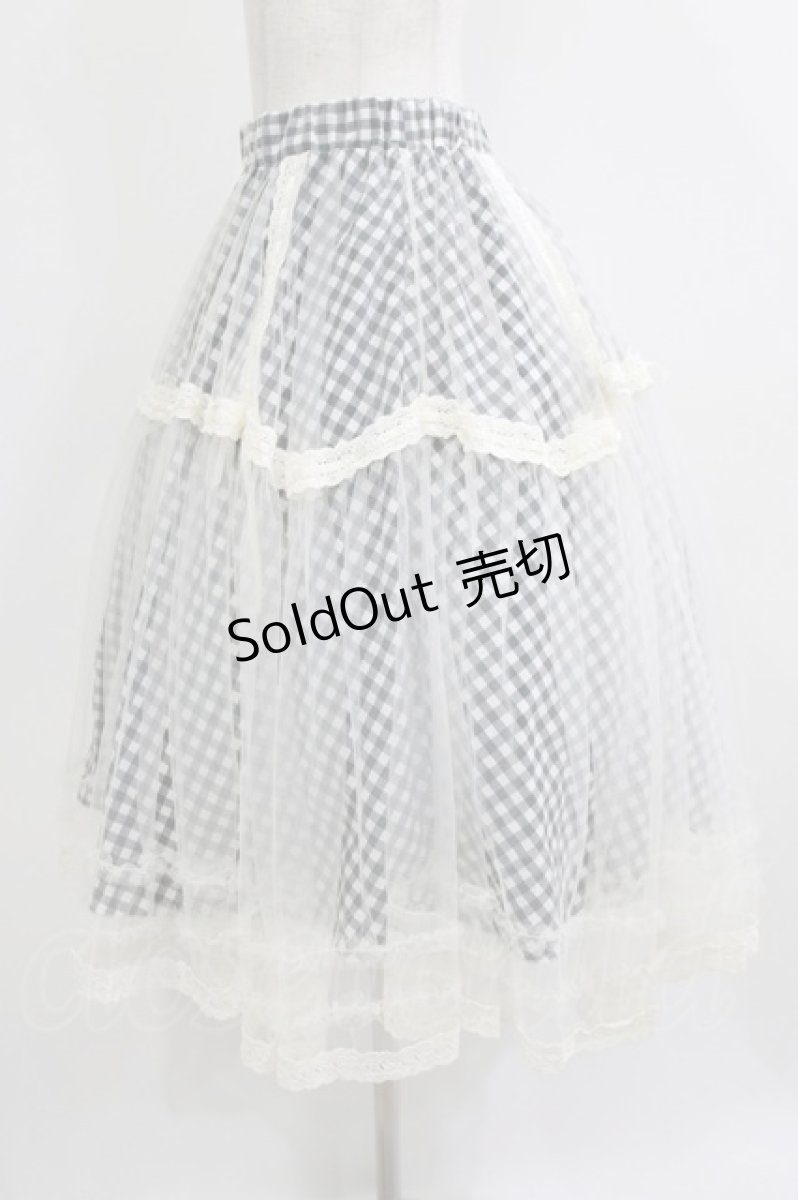 画像2: axes femme POETIQUE / ギンガムチュールスカート M ブラック H-26-06-30-2003-AX-SK-NS-ZH (2)