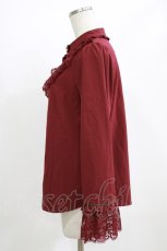 画像2: axes femme / 繊細袖レースとろみブラウス M ワイン H-26-06-30-2038-AX-BL-NS-ZH (2)